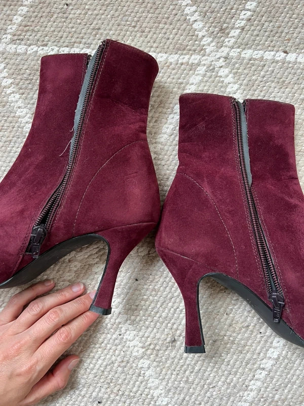 Lolita Lempicka vintage violet suede-effect leather ankle boots with butterflies – size 39