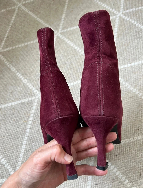 Lolita Lempicka vintage violet suede-effect leather ankle boots with butterflies – size 39