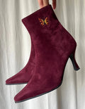 Lolita Lempicka vintage violet suede-effect leather ankle boots with butterflies – size 39