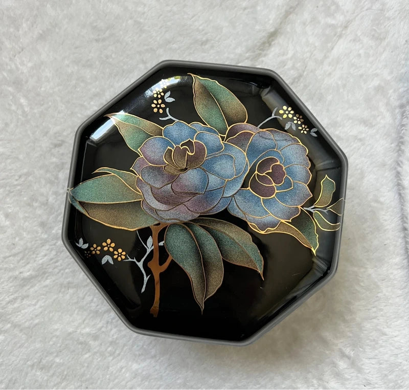 Boite hexagonale faience fleurie vintage made in France