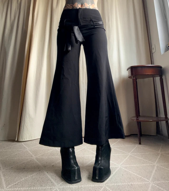 Pantalon jambes larges avec ceinture satinée  – taille S