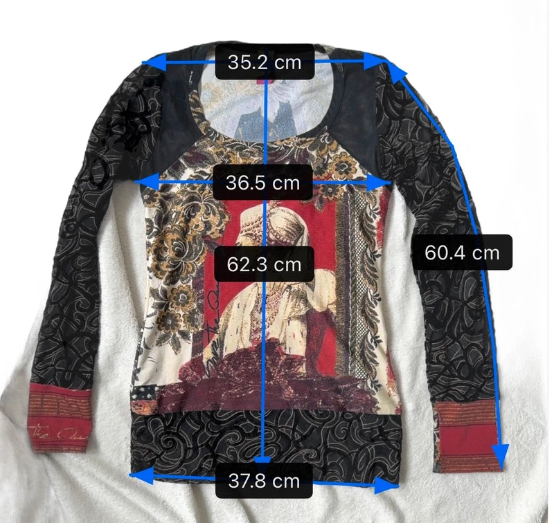 Blouse Save the Queen manches longues vintage années 90 – taille M