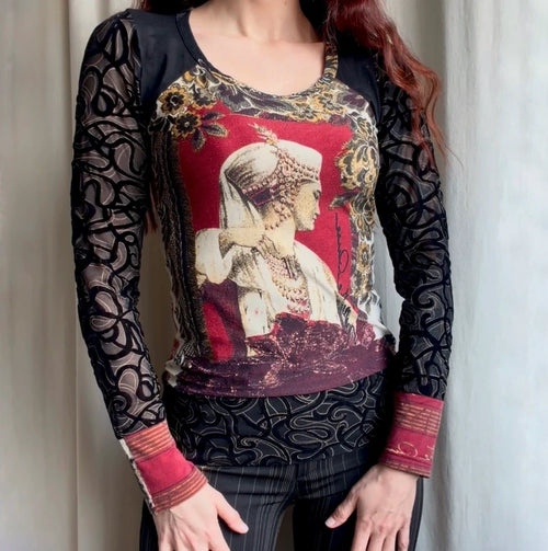 Blouse Save the Queen manches longues vintage années 90 – taille M