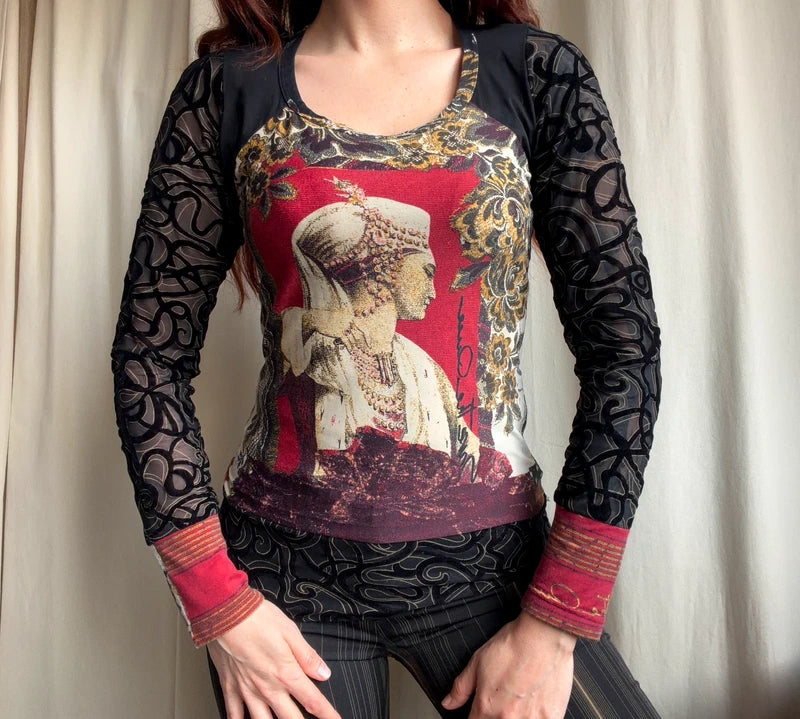 Blouse Save the Queen manches longues vintage années 90 – taille M
