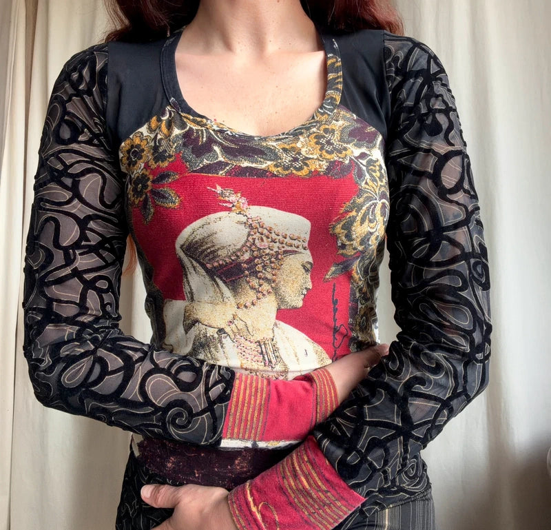 Blouse Save the Queen manches longues vintage années 90 – taille M