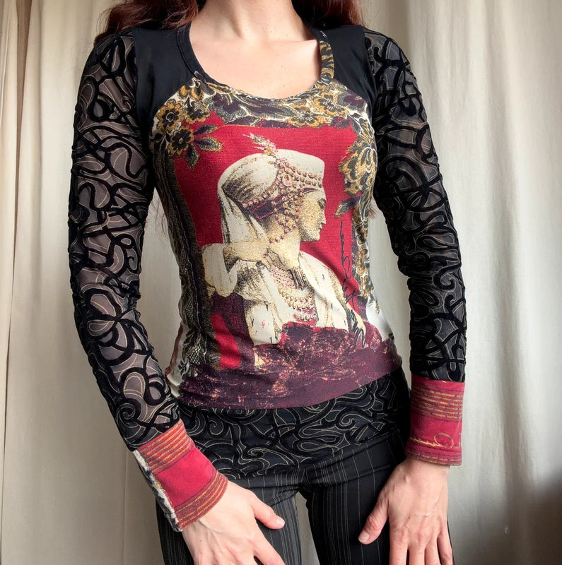 Blouse Save the Queen manches longues vintage années 90 – taille M