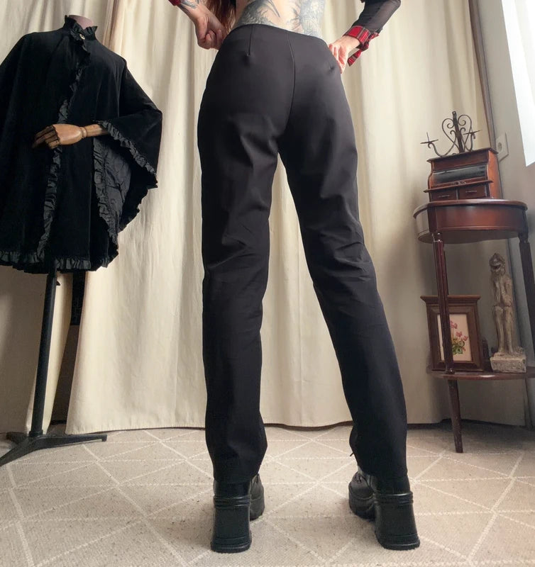 Pantalon noir droit Cop Copine avec zips à la taille – taille L