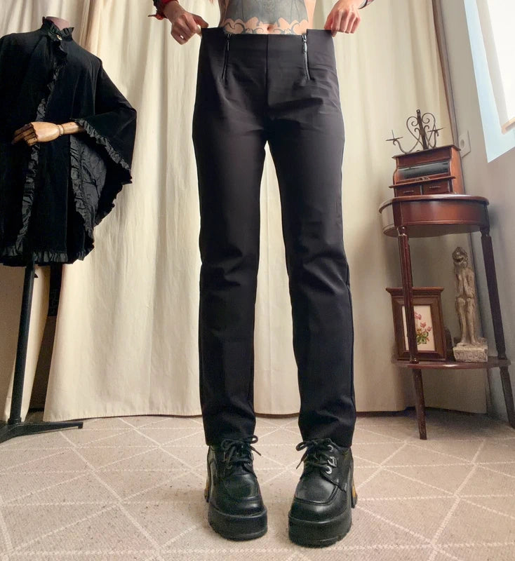 Pantalon noir droit Cop Copine avec zips à la taille – taille L