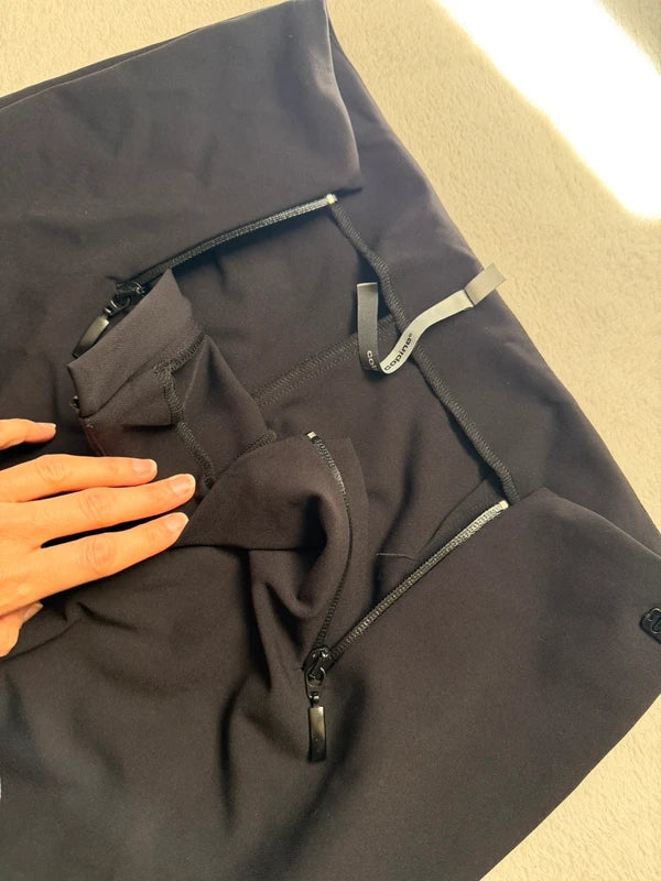 Pantalon noir droit Cop Copine avec zips à la taille – taille L