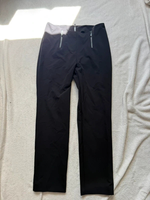 Pantalon noir droit Cop Copine avec zips à la taille – taille L