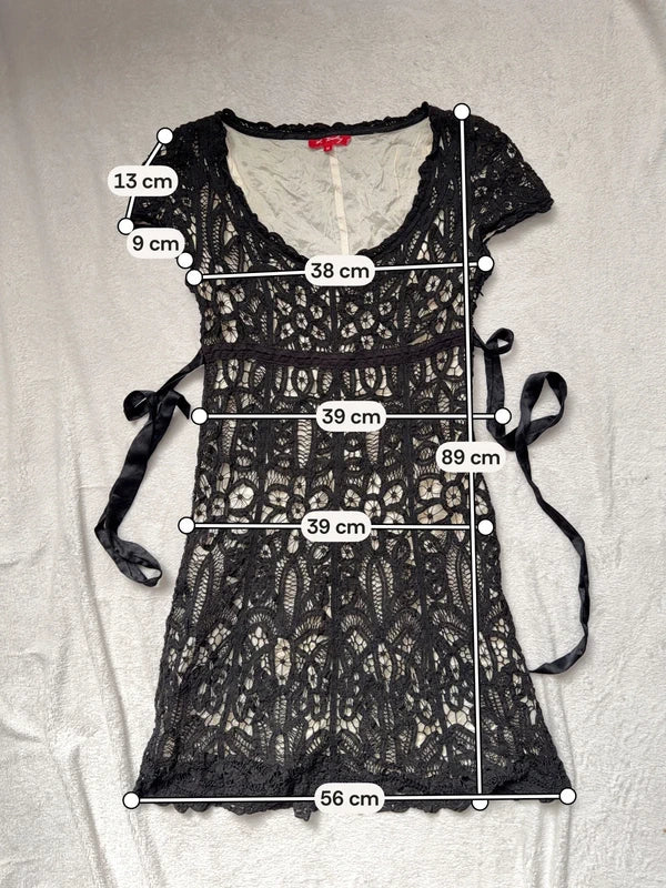 Robe babydoll René Derhy fleurie en crochet ajouré style bohème romantique – taille S/M