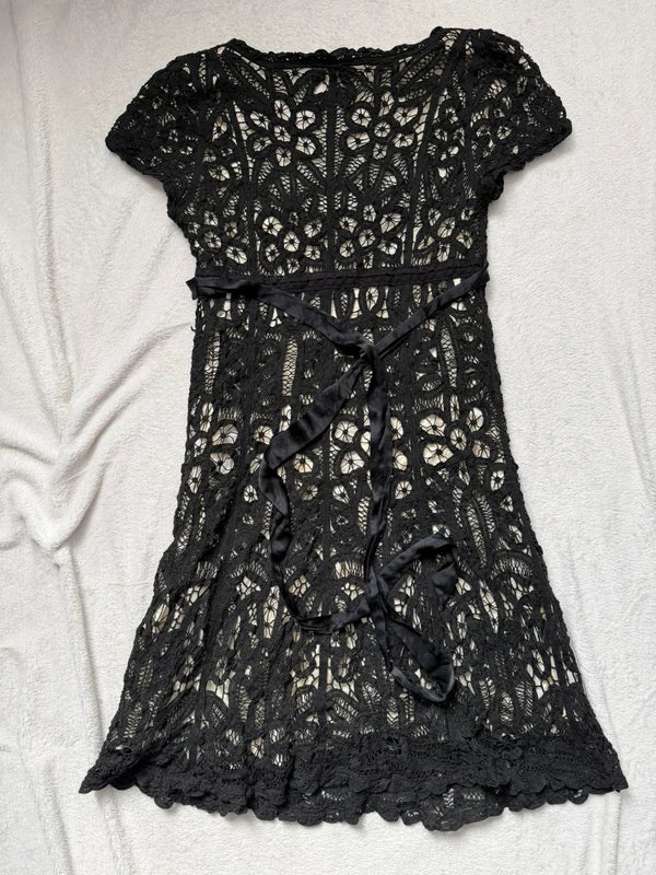 Robe babydoll René Derhy fleurie en crochet ajouré style bohème romantique – taille S/M