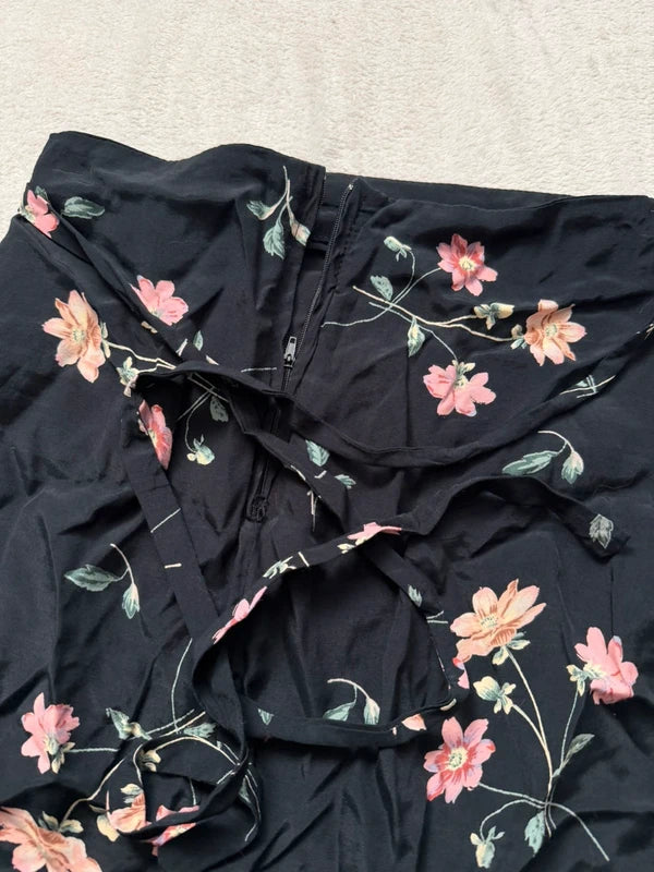 Jupe longue noire fleurie style whimsigoth romantique – taille XS/S