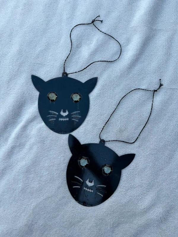 Effaroucheur à oiseaux vintage français chat noir « Mouss » – décoration de jardin à suspendre