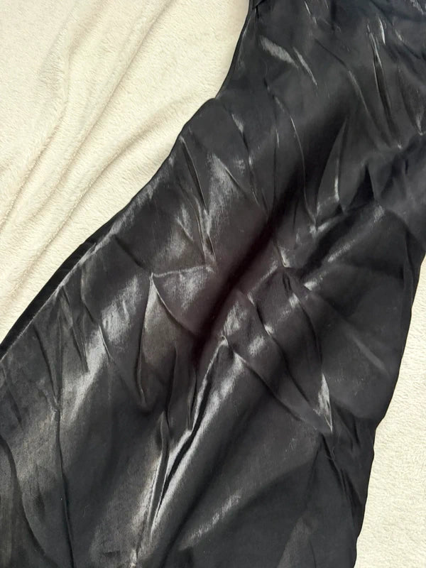 Black long satin dress with matching stole, Old Hollywood glamour style – size S/M