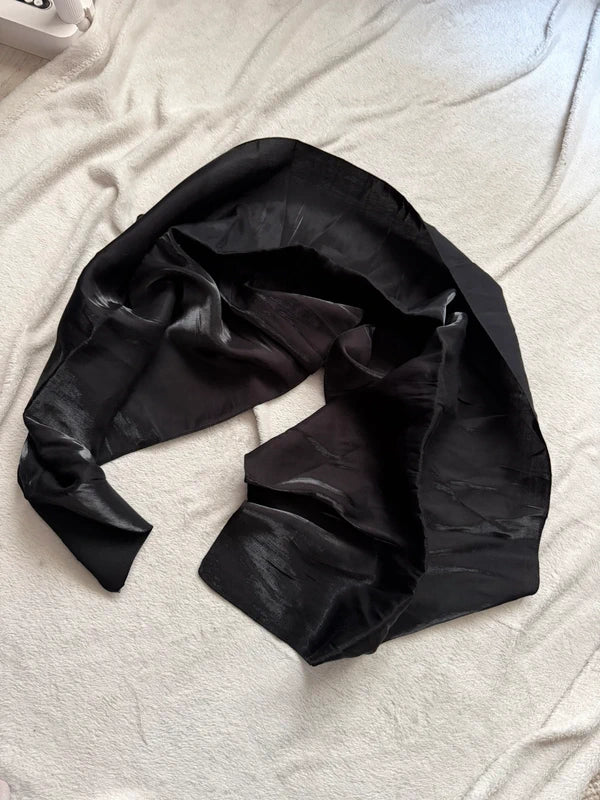 Black long satin dress with matching stole, Old Hollywood glamour style – size S/M