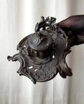 Encrier Art Nouveau à ornements floraux décoration ancienne gothique victorienne