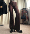 Pantalon flare marron à fines rayures roses – taille XS/S