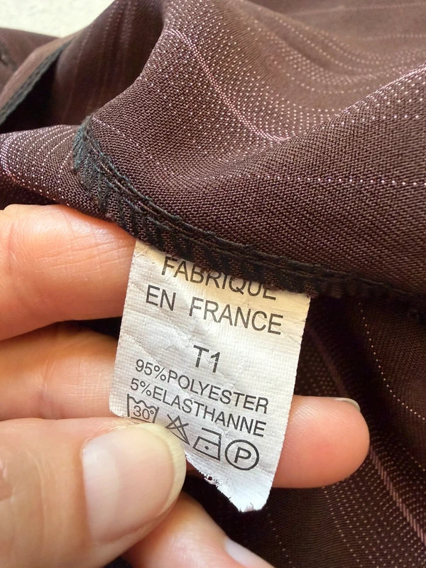 Pantalon flare marron à fines rayures roses – taille XS/S