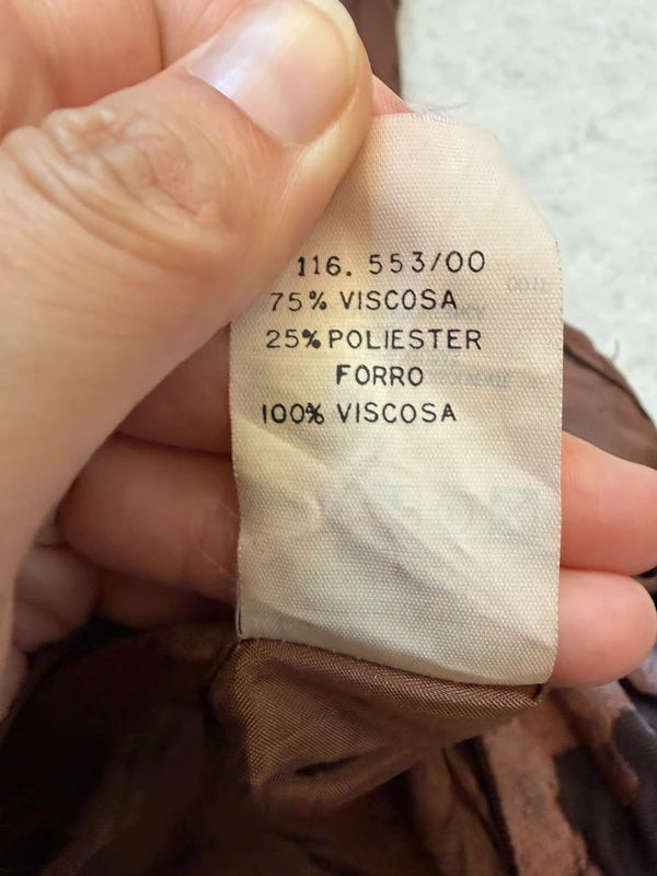 Vintage 90s brown floral devoré velvet midi dress – size S