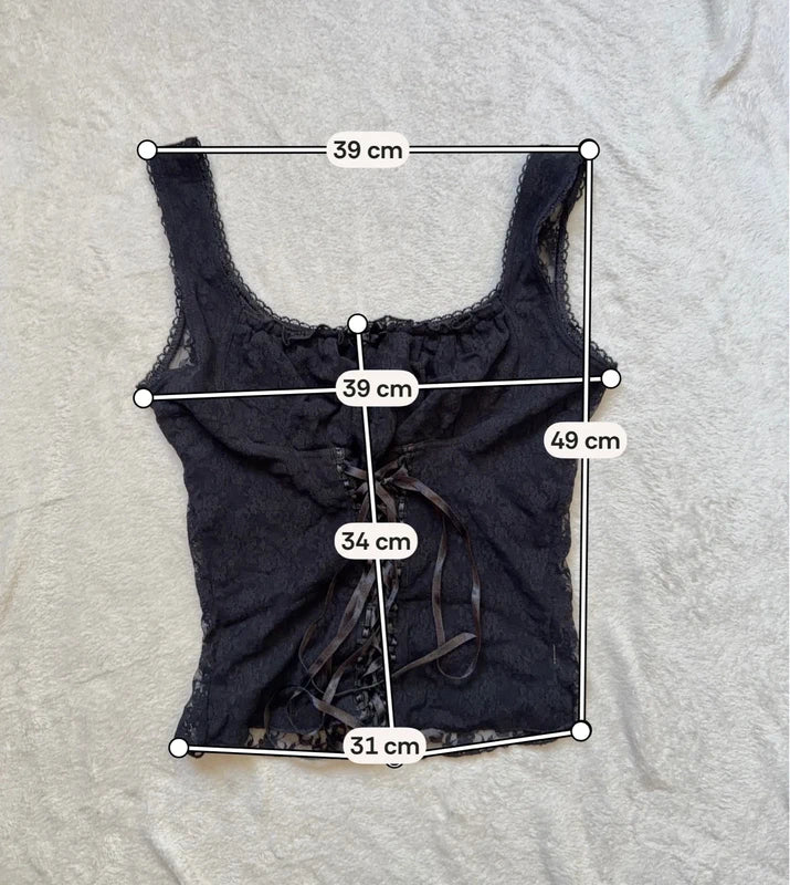 90s Romantic Goth Black Lace Corset Cami Top – size S