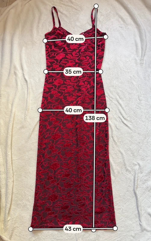 Burgundy floral velvet long dress 90s prom dress style – size S/M