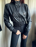 Blouson noir court à zips et boutons métalliques style cyber goth biker - taille S