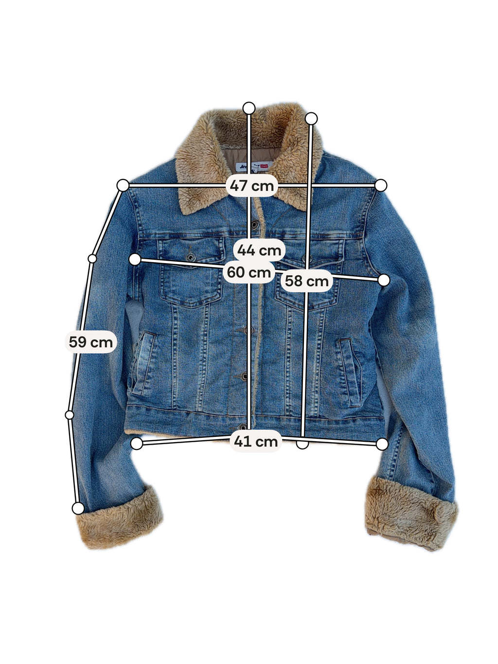 Veste en jean bleu y2k doublée fausse fourrure  - Taille M