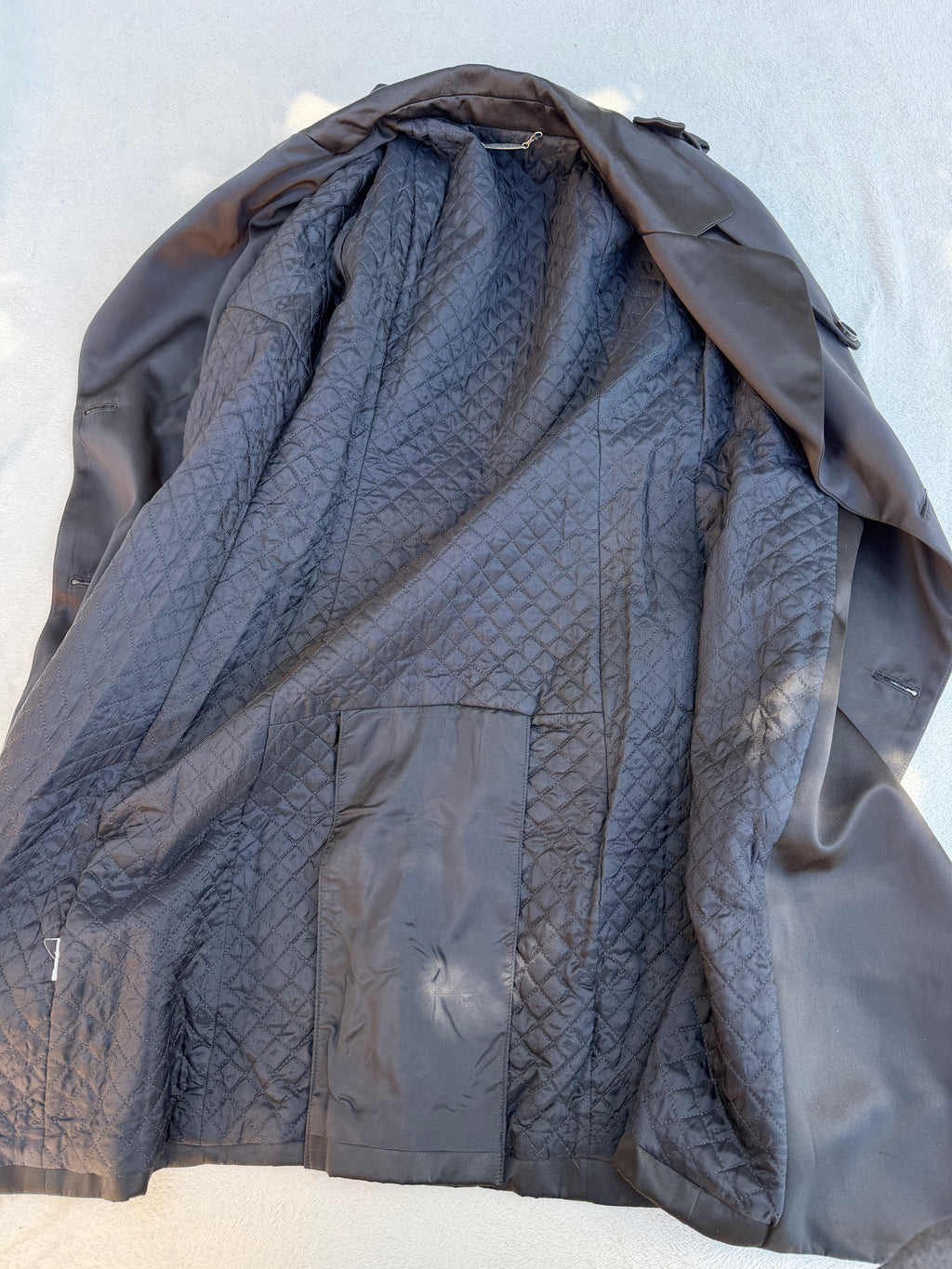 Manteau long oversize en cuir noir col fausse fourrure  - Taille L/XL