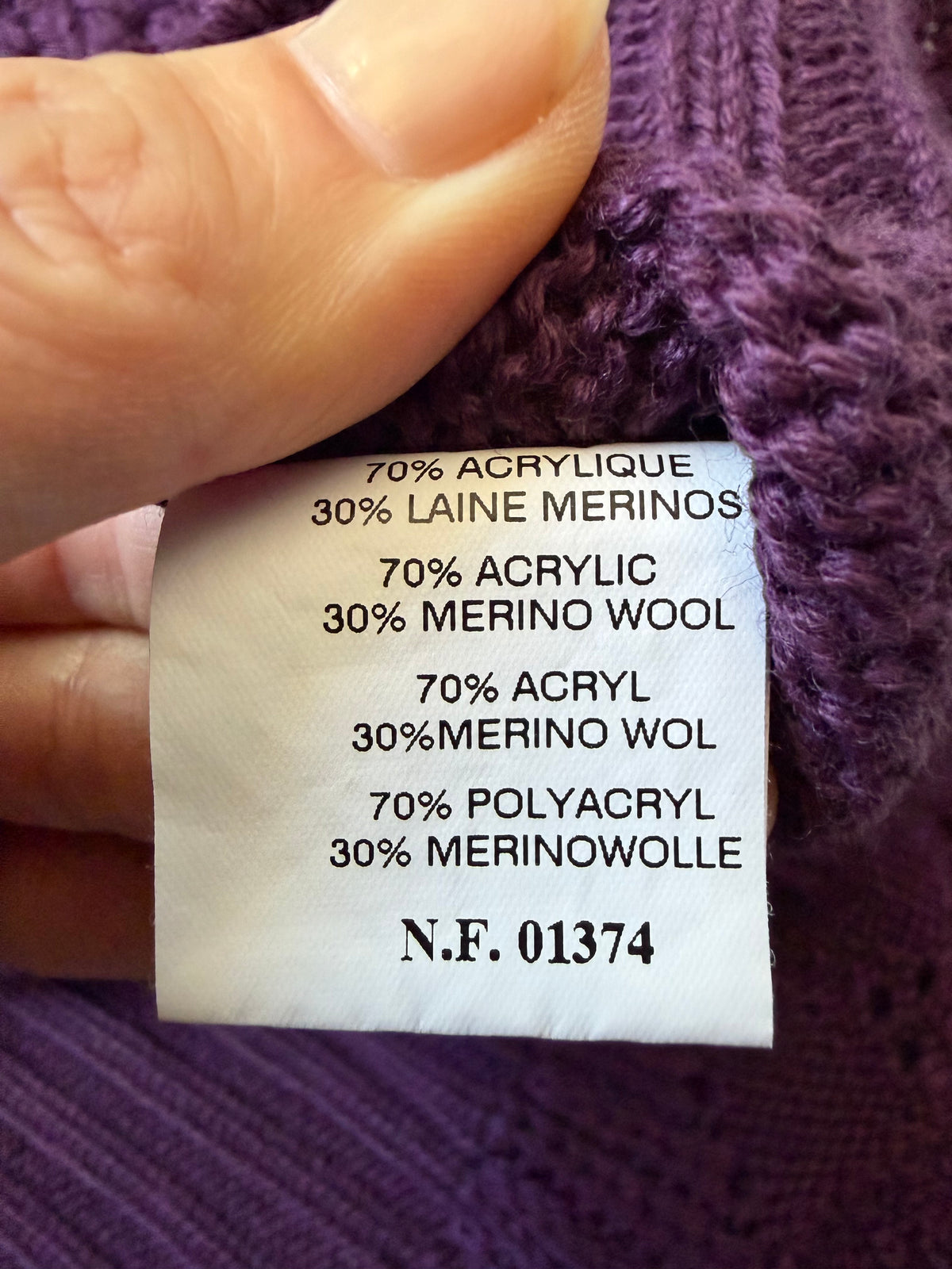 Cardigan court violet en maille côtelée manches ajourées style whimsigoth fairygrunge - taille XS/S