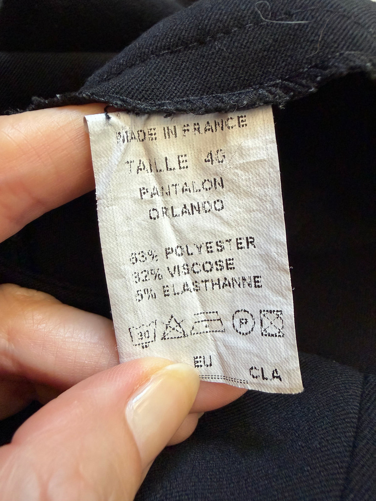 Pantalon noir à jambes larges évasées style office siren corporate goth - taille M