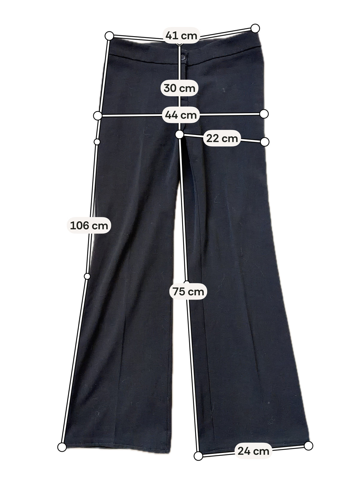 Pantalon noir à jambes larges évasées style office siren corporate goth - taille M