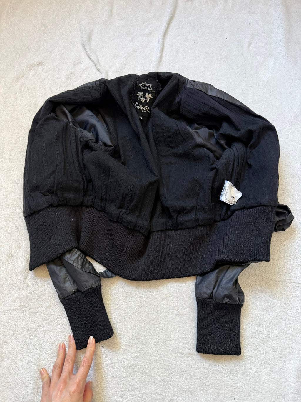 Blouson noir court à zips et boutons métalliques style cyber goth biker - taille S