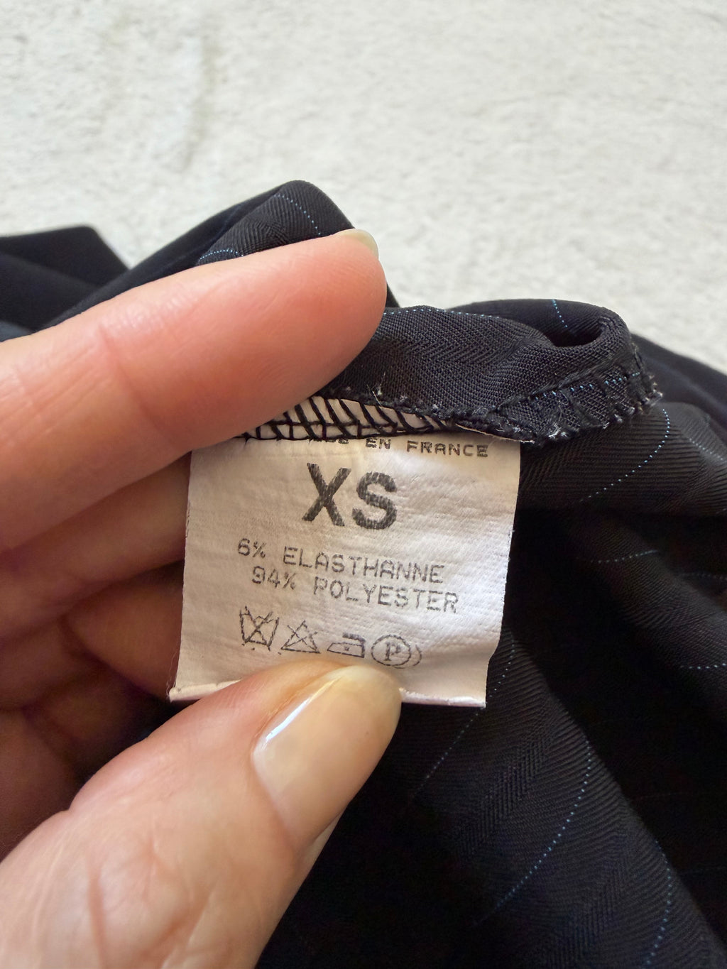Black pinstripe pant suit, tailored fit, office siren corporate goth style - size XS