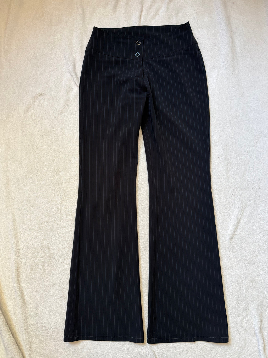 Black pinstripe pant suit, tailored fit, office siren corporate goth style - size XS