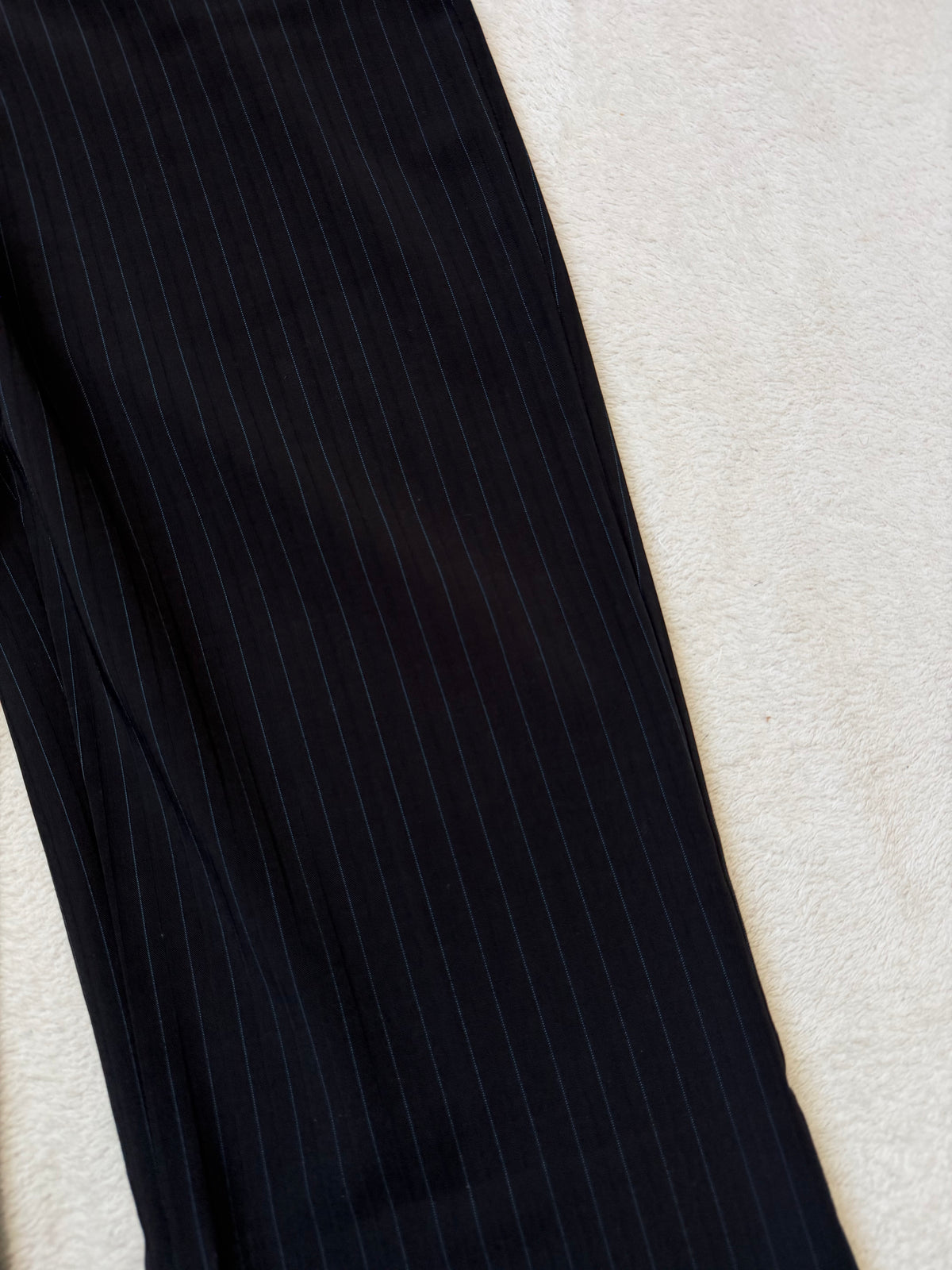 Black pinstripe pant suit, tailored fit, office siren corporate goth style - size XS