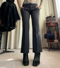 Pantalon noir à fines rayures taille basse coupe flare style office siren corporate goth – taille S