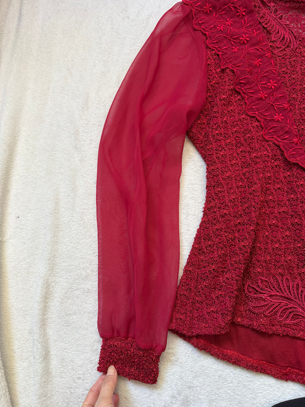 Ensemble rouge veste brodée et jupe longue style vampire goth Made in France - taille M