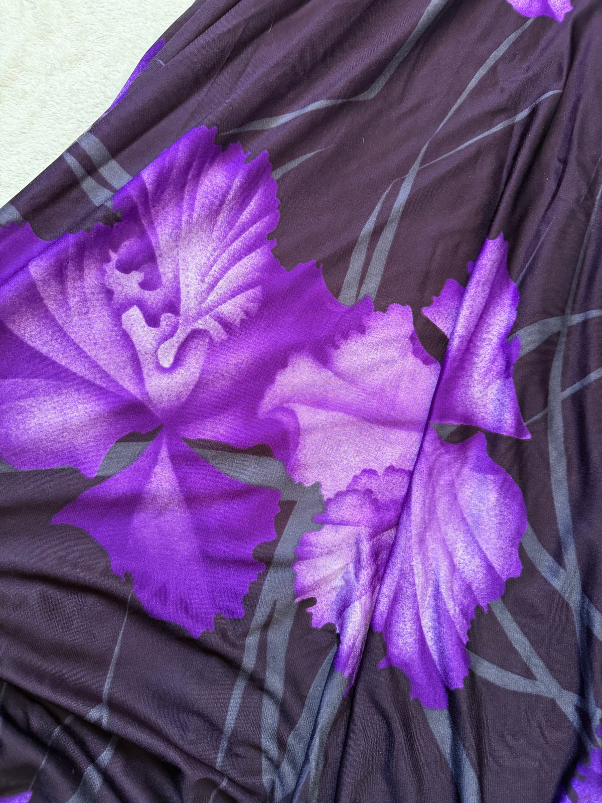 Robe maxi fleurs violettes et décolleté V style whimsigoth prom night - taille XS/S