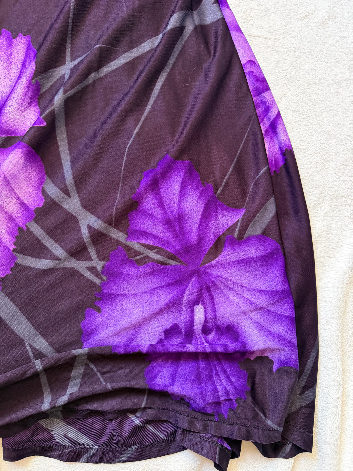 Robe maxi fleurs violettes et décolleté V style whimsigoth prom night - taille XS/S