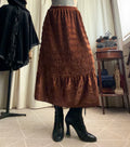 Jupe longue marron en velours texturé style fairygrunge 90s - taille S/M