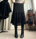 Jupe midi noire plissée à volants style romantique goth - taille XL
