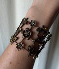 Bracelet manchette fleurs et feuillage couleur bronze style woodland fairy Art Nouveau