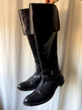 Buffalo black leather high boots with buckle, goth biker pirate style 2000s – size 38
