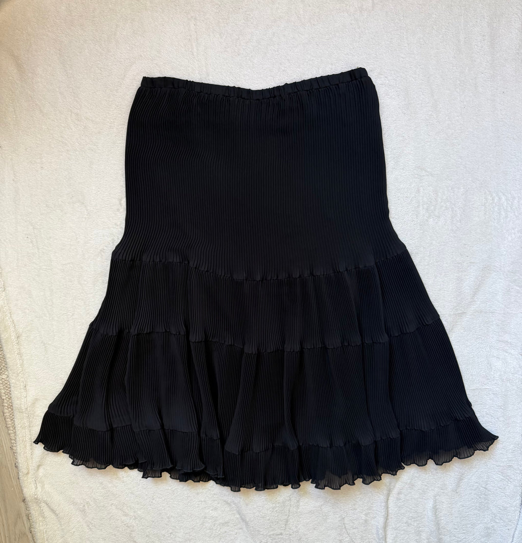 Jupe midi noire plissée à volants style romantique goth - taille XL