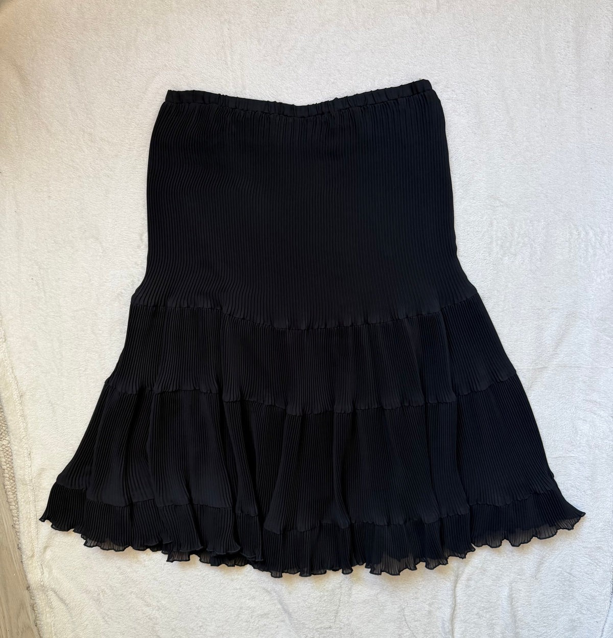 Jupe midi noire plissée à volants style romantique goth - taille XL