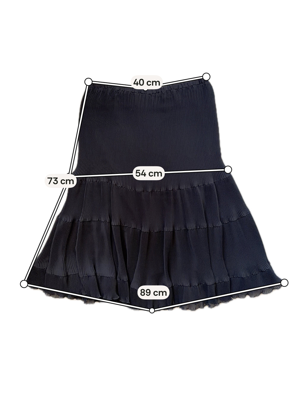 Jupe midi noire plissée à volants style romantique goth - taille XL