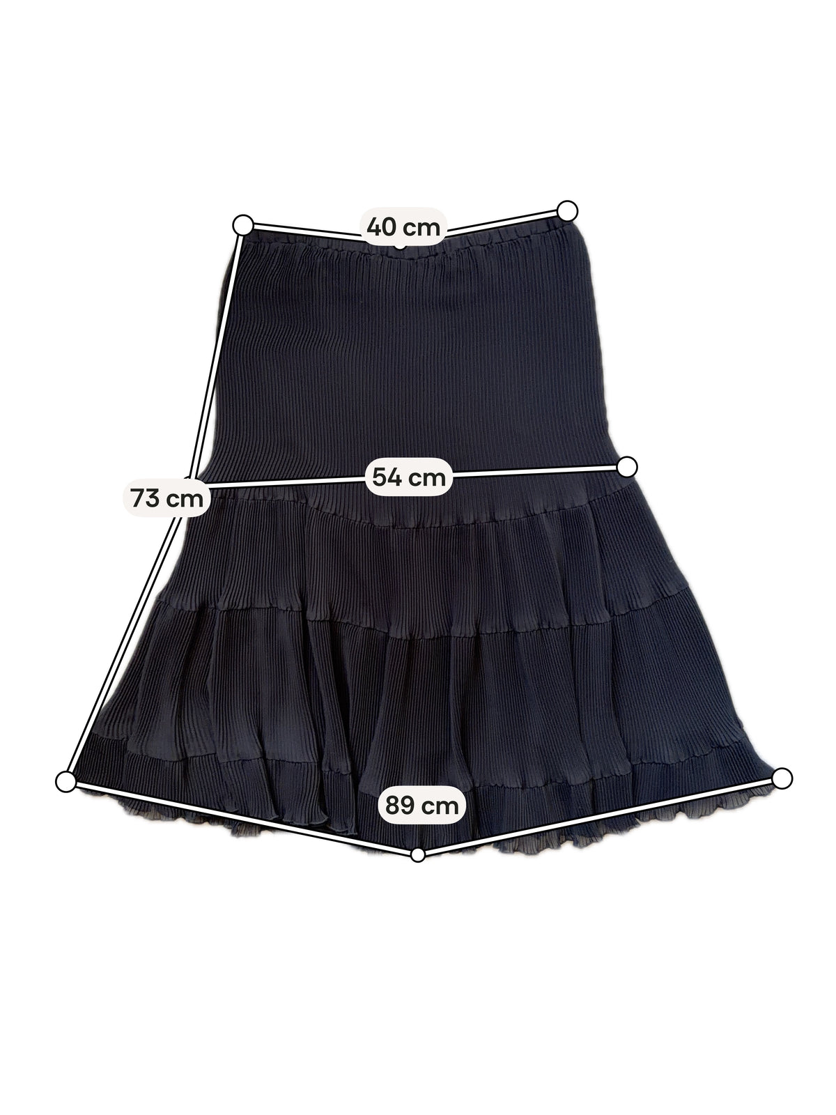 Jupe midi noire plissée à volants style romantique goth - taille XL