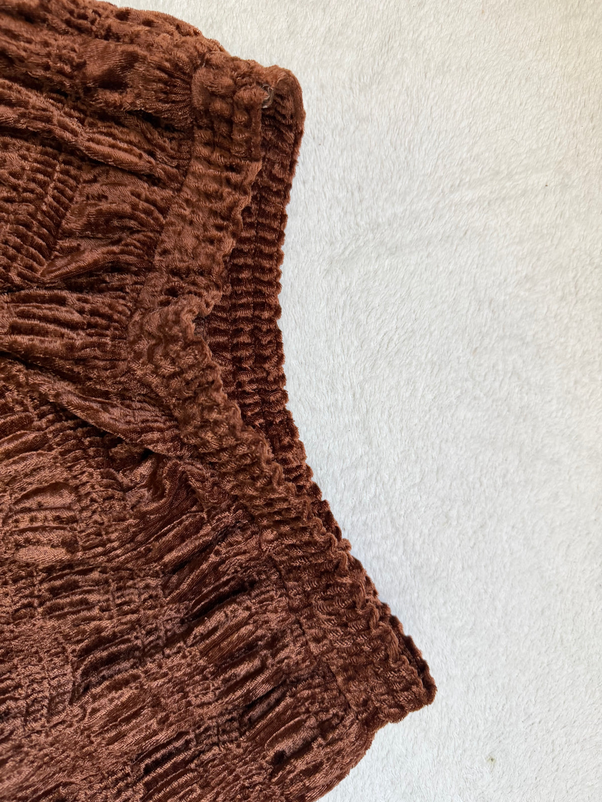 Jupe longue marron en velours texturé style fairygrunge 90s - taille S/M