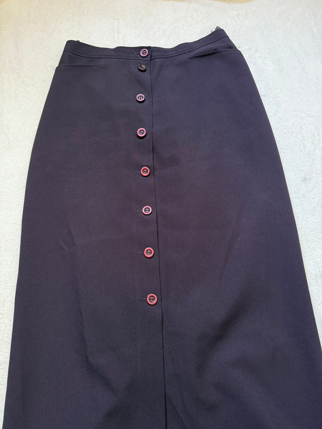 Jupe midi prune taille haute boutonnée devant - Taille M